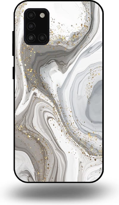 Smartphonica Telefoonhoesje geschikt voor Samsung Galaxy A31 met marmer opdruk - TPU backcover case marble design - Zilver geschikt voor Samsung Galaxy A31