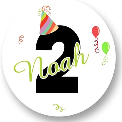 20x Traktatie stickers met naam Leeftijd - Verjaardag stickers - Meiden Jongens - Sluitstickers - Kinderfeest Traktatie - Uitdelen - Uitdeeltraktatie - Wensetiket - Rond - 40mm - Glossy sticker
