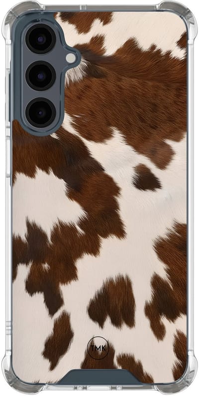 Shockproof hoesje geschikt voor Samsung Galaxy A17 - Cow vibe - Schokbestendig - Verhoogde randen - TPU case - Extra Sterke Back Cover - Print - Transparant, Bruin