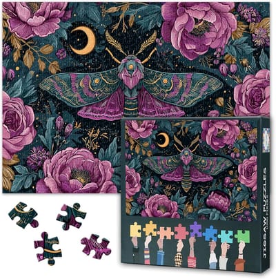 Botanische Puzzel - Nachtelijke Tuin - Mindfulness Ontspanning - 1000 Stukjes Complex - 70 x 50 cm