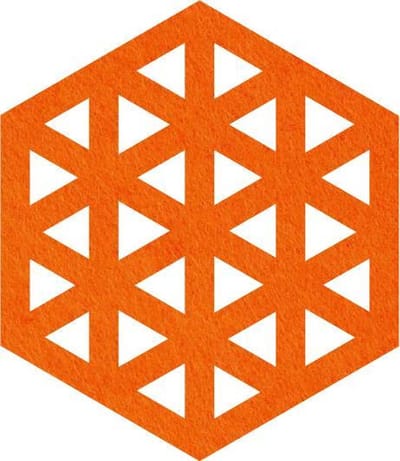 Design Hexagon vilt onderzetters - Oranje - 6 stuks - ø 10 cm - Tafeldecoratie - Abstract - Glas onderzetter - Cadeau - Woondecoratie - Tafelbescherming - Onderzetters voor glazen - Keukenbenodigdheden - Woonaccessoires - Tafelaccessoires