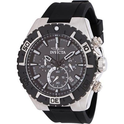 Invicta Aviator 37630 Heren Horloge - Waterdicht - Analoog - Quartz Uurwerk - Roestvrij Staal met zwarte Wijzerplaat -49mm