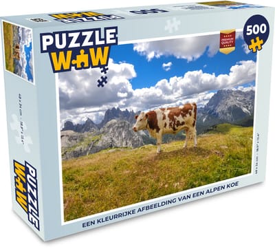 Puzzel Koe - Gras - Wolken - Legpuzzel - Puzzel 500 stukjes