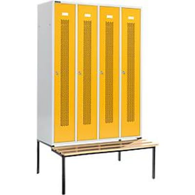 Schäfer Shop Select Kledinglocker, met zitbank, 4 compartimenten, 300 mm, cilinderslot, Deur robijnrood