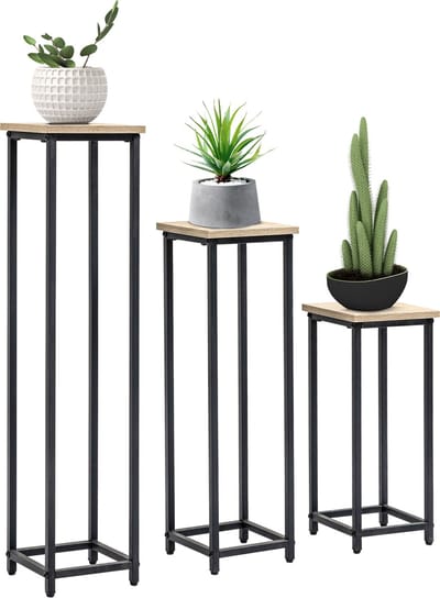 Outsunny plantenstandaard - set van 3 - staal - zwart