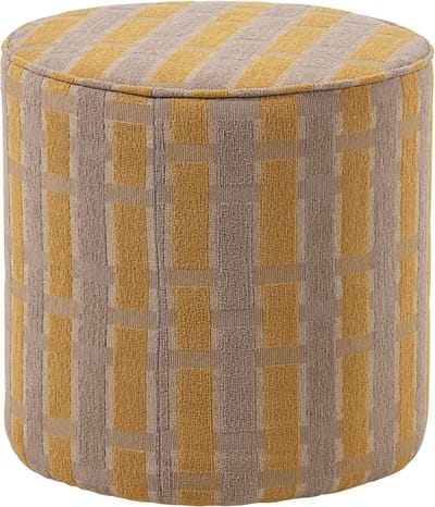 WOOOD Sarli Poef Hoog Dessin - Chenille - Taupe/Geel - 46x46x46