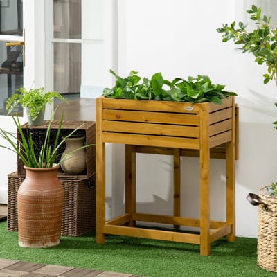 MODFU - Kweektafel Met Opklapbaar Werkblad - Verhoogd Ontwerp - Voor Binnen En Buiten - Hout - Bruin - 64 X 63 X 74,5 Cm