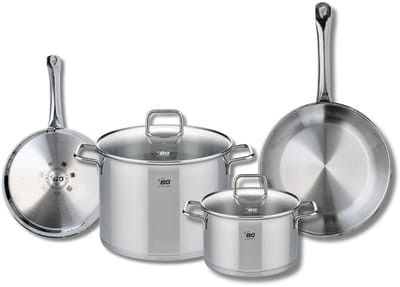 Set van 2 Koekenpannen 24 en 28 cm en 2 kookpotten 20 en 26 cm Elo Profi Citrin