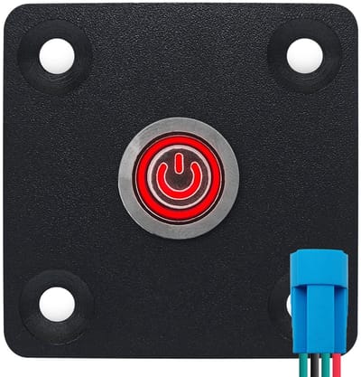 ProRide Metalen Pulsschakelaar Inbouwpaneel 12V OFF-(ON) - 12mm - met Aansluitkabel - Spatwaterdicht - 12V/24V - LED indicatie Rood