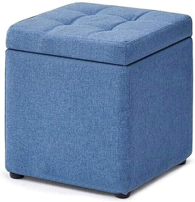 Opbergkruk - Voetenbank poef - Ruimte Besparen - Met Geheugenfoam - 30x30x35 cm - Blauw