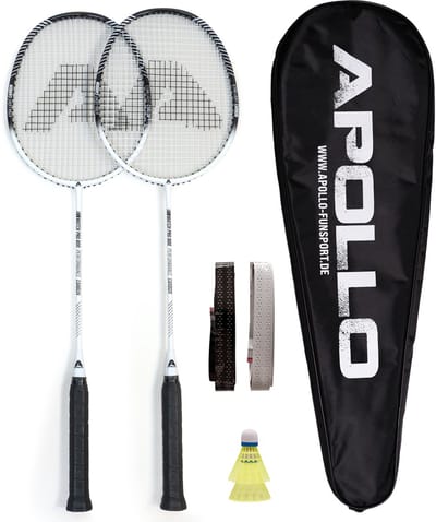 Apollo Badmintonset | Carbon professionele badmintonracket | lichtgewicht badmintonracket | set voor training, sport en entertainment met rackettas | shuttleset kinderen