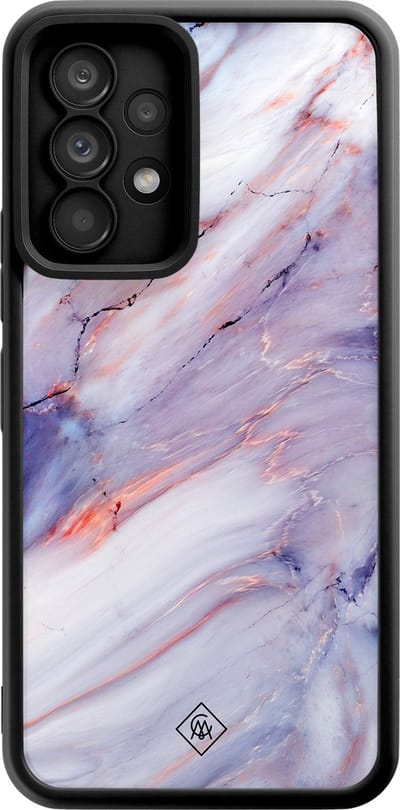 Casimoda® hoesje - Geschikt voor Samsung Galaxy A52 5G - Marmer Paars - Zwart TPU Backcover - Marmer - Paars