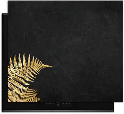 KitchenArt - Golden Fern Touch – Inductie Beschermer - 52x35 cm - Kookplaat Beschermer - Luxe Afdekplaat Inductieplaat - Anti-slip & Oprolbaar - Beschermmat Inductiekookplaat