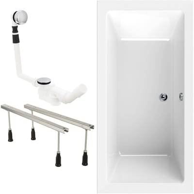 Calmwaters Modern Square 2 - Badkuip - 200 x 90 cm - Set badkuipvoeten