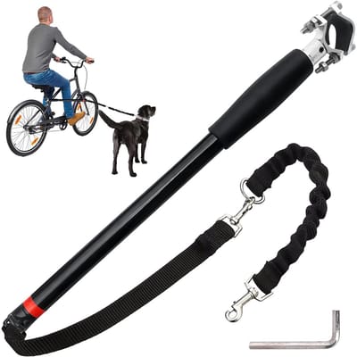 Fietshondenriem - Fiets Trekkoord - Sleepkabels - Siliconen Grip - Antislip Roestvrijstalen Buisklemmen - 45x78 cm - Zwart