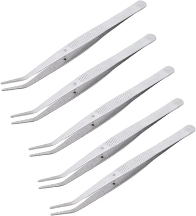 Gebogen Pincet - Precisie Tang - Knutselen en Hobby - Roestvrij Staal - 15.5 cm - Zilver