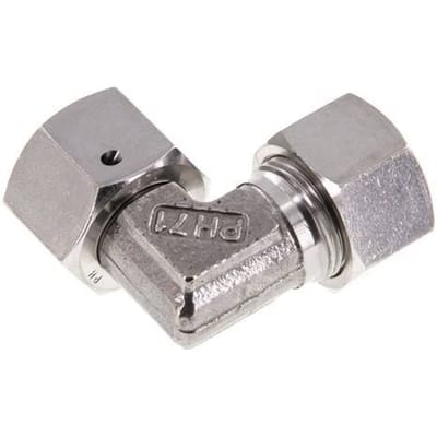 M22x1.5 x 15L RVS Verstelbaar L-Fitting 90graden met Afdichtconus en O-ring 315 Bar DIN 2353 - FL2E-NC-STFP-22-15-LO