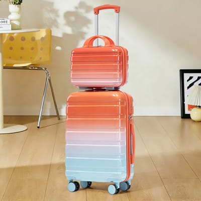MIVRAY Reiskofferset – 2-delig Met 20 Inch Koffer En 14 Inch Toilettas – PC – Rood – Voor Weekendtrips En Georganiseerd Inpakken