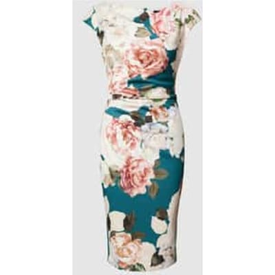 Knielange cocktailjurk met bloemenmotief
