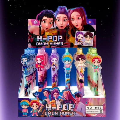 Mooie KPOP Demonenjager Thema Acryl Patch Gelpen 0.5mm Zwarte Vulling Esthetische Studenten Schrijfpennen Schoolbenodigdheden random 1 pcs blue