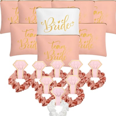 Bruidsmeisje Geschenkset - Team Bruid - Vrijgezellenfeest Voorstel - 24 Delige Set - 8 Make-up Zakken - Helder