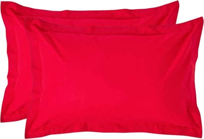 Homescapes Kussensloop 50x75 cm met Rand (Oxford) Set van 2 – Rood – 100% Egyptisch Perkal Katoen – 200 TC