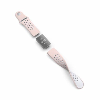 Hama Sportpolsband Voor Fitbit Charge 3/4 Ademend Horlogebandje Rosé/grijs