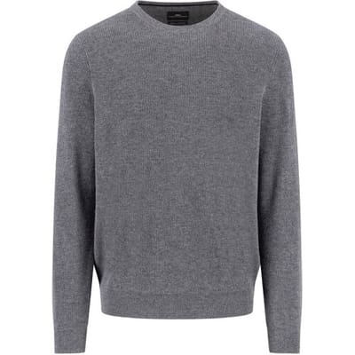 Fynch-Hatton Trui O-Neck Uni Color Texture Merino Cashmere Steel / male