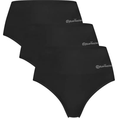 Comfortabel & Zijdezacht Bamboo Basics Seamless High Waist Strings Zoey (3-pack) - Zwart - M