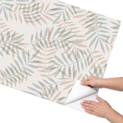 Coloray Meubel Wrap Folie - Beige Meubelfolie - 75x150 cm - Meubel Wrap Folie Bladachtige esthetiek - Plakfolie Meubels - Boho Meubelfolie - Decoratiefolie Zelfklevend - Slaapkamer decoratie - Bloemen en planten