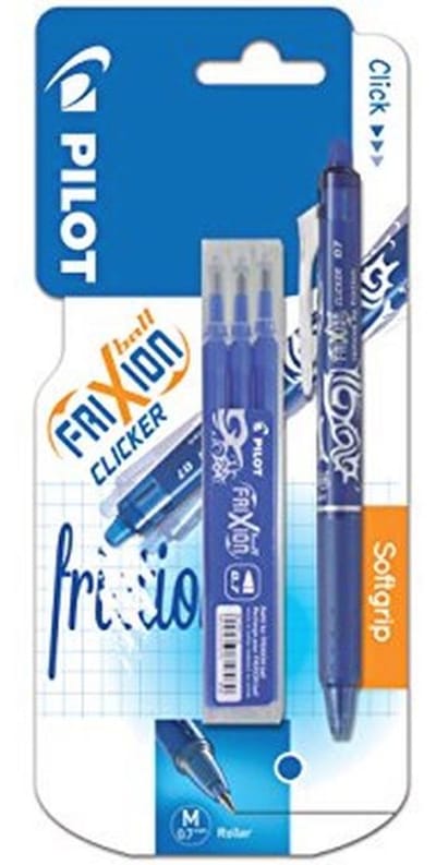 Uitwisbare Rollerball Pen met 0,7 mm Tip - Blauw, Incl. 3 Navullingen