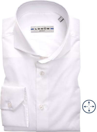 Ledub slim fit overhemd - wit - Strijkvriendelijk - Boordmaat: 36