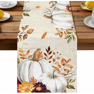 Herfst Oogst Thanksgiving Pompoen Linnen Tafelkleed Feestdecoratie Herbruikbaar Keuken Eettafelkleed Herfst Decoraties 150x33cm