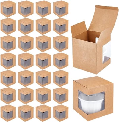36 Stuks Transparante Cadeauboxen voor Wijn- en Koffiegiftverpakking, Geschikt voor 11oz, 12oz en 15oz Maten