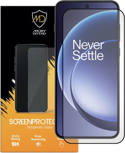 MobyDefend Screenprotector - Geschikt voor OnePlus 15R - Screensaver Met Zwarte Randen - Gehard Glas