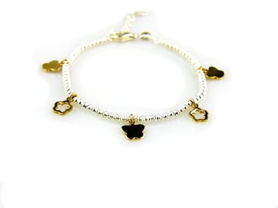 model Carolena armband in zilver met zilveren vergulde bedeltjes