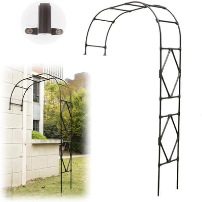 Metalen tuinboog prieel tuinboog staal, 2,4 m halve zijde roos prieel metalen frame standaard trellis, voor tuin klimplanten bruidsfeest decoratie, eenvoudige montage (zwart, wit)
