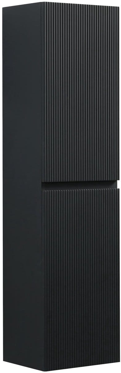 Badplaats Badkamerkast Thermis 40 x 30 x 150 cm – Mat Zwart – Hangende Kolomkast met 2 Deuren
