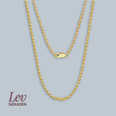 Lev Sieraden - Rope schakel collier - Goud - 1.7mm x 41cm - 925 Zilver 18k verguld - Gouden ketting - 18k goud plating