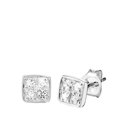 Lucardi Heren Zilveren heren oorbellen met zirkonia 6mm - Oorbellen - 925 Zilver - Zilverkleurig