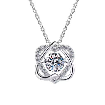 Selevie Dubbele Hart Ketting – Zilver met Moissanite 0.5ct | Elegant en Romantisch - necklace - heart