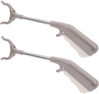 Afvalgrijper 2 Stuks - Vuilnisgrijper Schoonmaak - Puin Oppakken - Extra Dik Roestvrijstaal - 40 cm Lengte - Lichtbruin