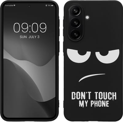 kwmobile telefoonhoesje geschikt voor Samsung Galaxy A37 5G - Hoesje voor smartphone in wit / zwart - Backcover van TPU - Don't Touch My Phone design