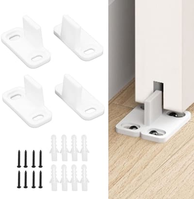 Dailygoods- Vloergeleiding voor Schuurdeur - Deurstopper - Koolstofstaal - Kunststof - Set van 2 - Afmetingen 44x23x20 mm