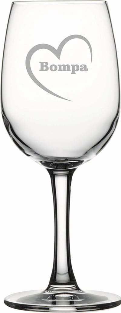 Witte wijnglas gegraveerd - 26cl - Bompa-hartje