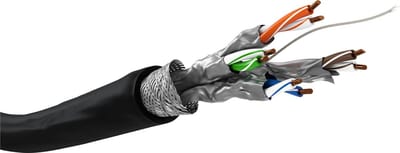 S/FTP CAT7 10 Gigabit 600 MHz outdoor netwerkkabel met vaste aders - AWG23 / zwart - 100 meter