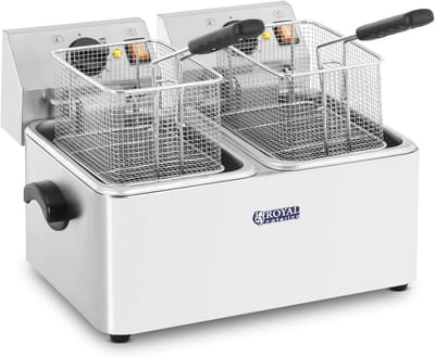Professionele Elektrische Friteuse - Dubbele 2 x 8 Liter Capaciteit met Koude Zone en Thermostaat