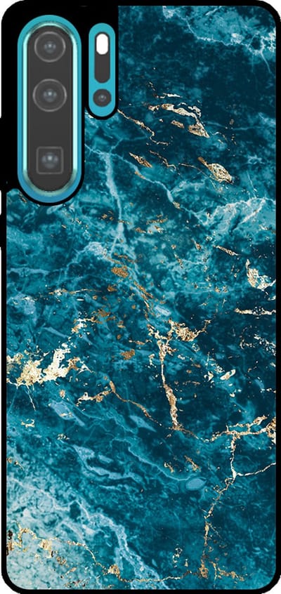 Smartphonica Telefoonhoesje Geschikt voor Huawei P30 Pro met marmer opdruk - TPU backcover case blue marble design - Blauw geschikt voor Huawei P30 Pro