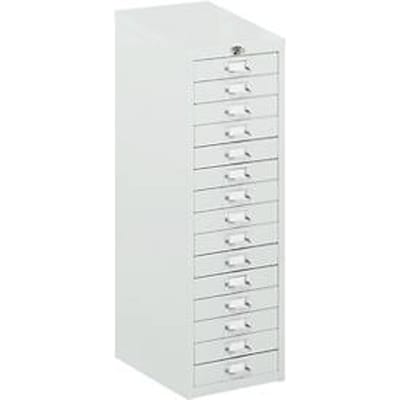 Ladekast met centrale vergrendeling, 15 schuifladen, 940 mm hoog, lichtgrijs