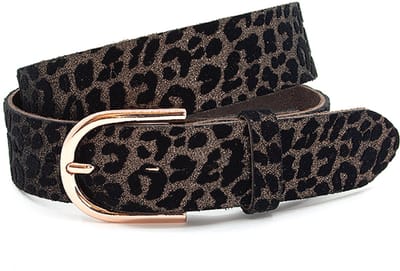 Dames riem zwart/rose - 4 cm breed - Leer - Jeans riem - Casual - Maat 85